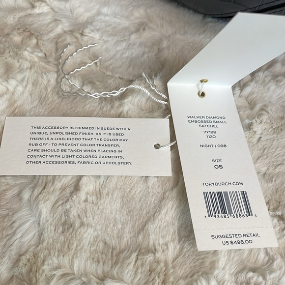 Tory Burch-Walker Diamond Embossed Satchel, Night - Picture 8 of 10